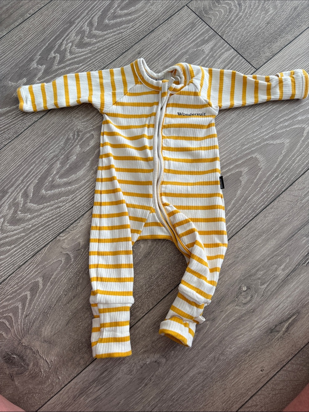 Yellow Stripe Ribbed Baby One-Piece